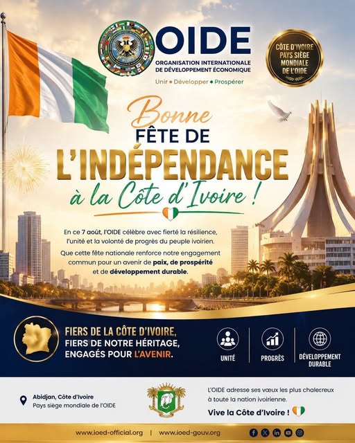 Visuel institutionnel réalisé pour l'OIDE à l'occasion de la fête de l'Indépendance